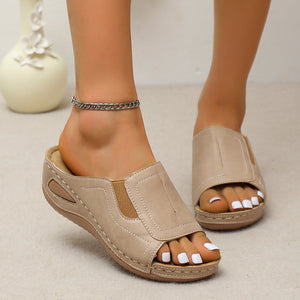 Flora- Sandales à talon compensée en cuir pour femmes