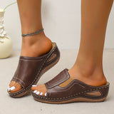 Flora- Sandales à talon compensée en cuir pour femmes
